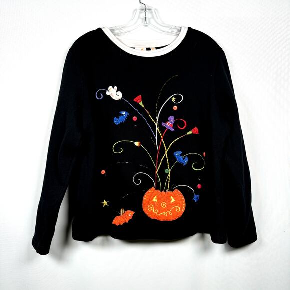 Other Sweaters - Halloween Beaded and Embroidered Pumpkin Crewneck Sweater Women's Size S